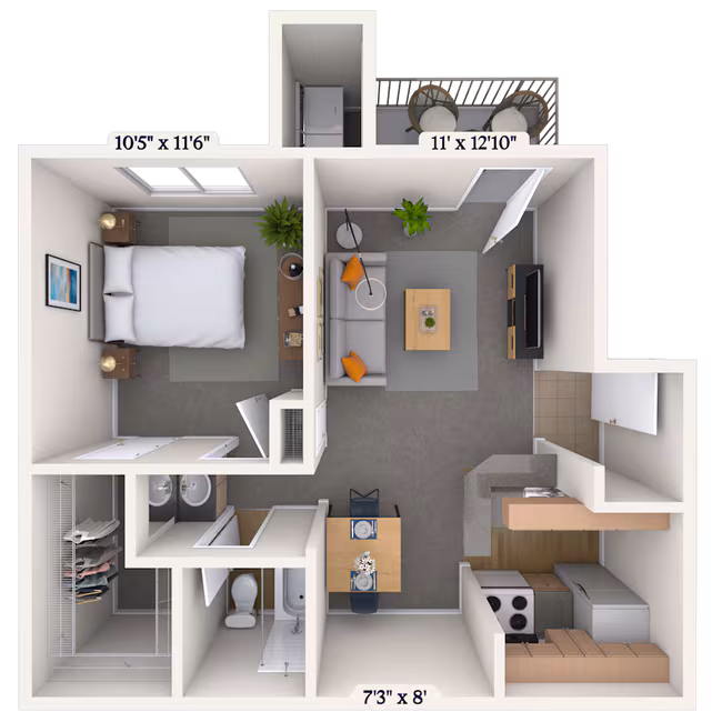 1 Bed • 1 Bath 060623 floor plan